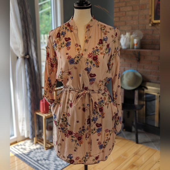 Joe Fresh Long Sleeve Floral Print Dress Size Small - Picture 2 of 8